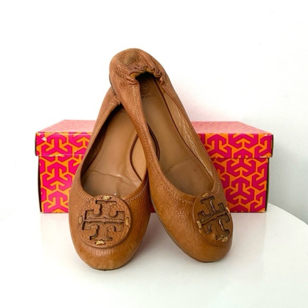 Tory Burch Reva Brown Leather Flats